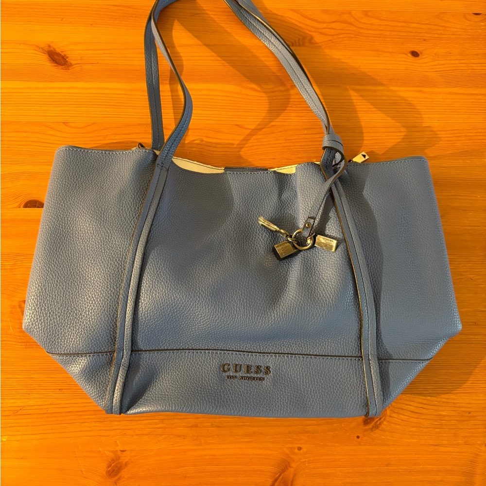 GUESS Sky Blue Large Slouchy Tote Bag - Picture 2 of 5
